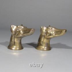 Pair of Vintage French Handles, Dog's Head, Chrome Plating