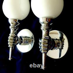 Pair of Vintage French Sconces Torch in a Hand by Maison Jansen Paris