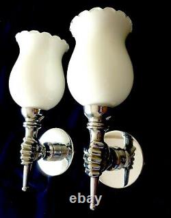 Pair of Vintage French Sconces Torch in a Hand by Maison Jansen Paris