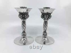 Pair of Vintage Georg Jensen Grape Candlesticks