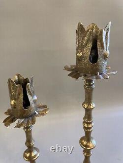 Pair of Vintage Gilt Brass Italian Candle Holders