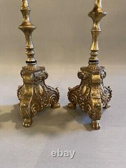 Pair of Vintage Gilt Brass Italian Candle Holders