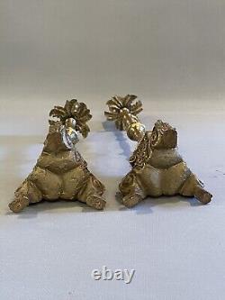 Pair of Vintage Gilt Brass Italian Candle Holders