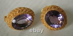 Pair of Vintage Gilt Silver Ear Studs with Crystals