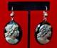 Pair Of Vintage Glass Silver Cameo Earrings On French Jet
