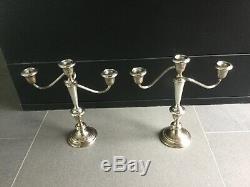 Pair of Vintage Gorham 808/1 Weighted Sterling Silver 3 Candle Candelabra