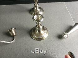 Pair of Vintage Gorham 808/1 Weighted Sterling Silver 3 Candle Candelabra