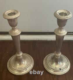 Pair of Vintage Gorham 9 1/2 Weighted Sterling Silver Candlesticks 1109 Grams