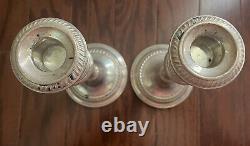 Pair of Vintage Gorham 9 1/2 Weighted Sterling Silver Candlesticks 1109 Grams