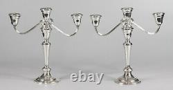 Pair of Vintage Gorham Silver Plate Convertible 3 Arm Candelabras Candlesticks