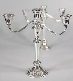 Pair of Vintage Gorham Silver Plate Convertible 3 Arm Candelabras Candlesticks