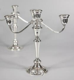 Pair of Vintage Gorham Silver Plate Convertible 3 Arm Candelabras Candlesticks