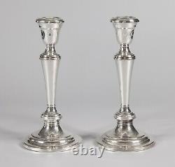 Pair of Vintage Gorham Silver Plate Convertible 3 Arm Candelabras Candlesticks