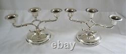 Pair of Vintage Hand-Wrought MCM Solid Sterling Silver Candelabras Mexico