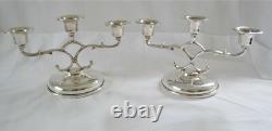 Pair of Vintage Hand-Wrought MCM Solid Sterling Silver Candelabras Mexico