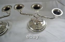 Pair of Vintage Hand-Wrought MCM Solid Sterling Silver Candelabras Mexico