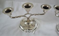 Pair of Vintage Hand-Wrought MCM Solid Sterling Silver Candelabras Mexico