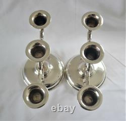 Pair of Vintage Hand-Wrought MCM Solid Sterling Silver Candelabras Mexico