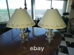 Pair of Vintage Heavy Silver Lamps withShades & 3 Great Door-Knocker Lions 1950's