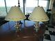 Pair Of Vintage Heavy Silver Lamps Withshades & 3 Great Door-knocker Lions 1950's