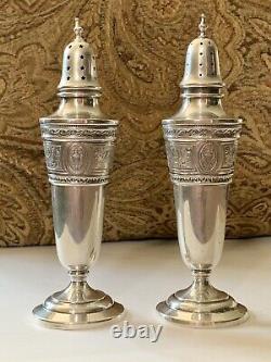 Pair of Vintage International Silver Co. Sterling Wedgwood Salt & Pepper Shakers