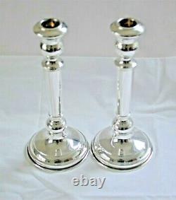 Pair of Vintage Italian Hand-Wrought 800 Silver (80%) Tall Candlesticks