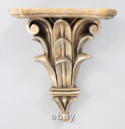Pair of Vintage Italian Silver & Gold Gilt Resin Wall Brackets Shelves 9H