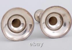 Pair of Vintage Judaica Zadok Israel Sterling Silver Shabbat Candlestick 5.5