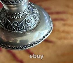 Pair of Vintage Judaica Zadok Israel Sterling Silver Shabbat Candlestick 5.5