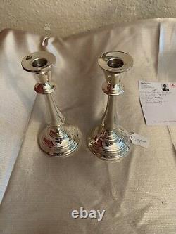 Pair of Vintage Krown Sterling Silver Weighted Candle Holder Candlestick