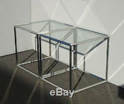 Pair of Vintage Mid Century Modern Square Chrome End Tables