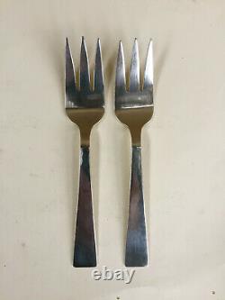 Pair of Vintage Modernist ALLAN ADLER Starlit Hand Hammered SALAD FORKS