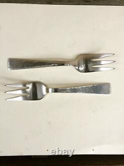 Pair of Vintage Modernist ALLAN ADLER Starlit Hand Hammered SALAD FORKS