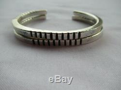 Pair of Vintage Native American Sterling Silver Chiseled Bracelets