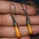 Pair Of Vintage Natural Butterscotch Amber Silver Earrings In Good Condition