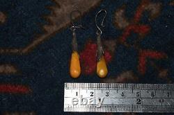 Pair of Vintage Natural Butterscotch Amber Silver Earrings in Good Condition