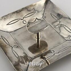 Pair of Vintage Navajo Hand Stamped Silver Ash Trays Matching Designs