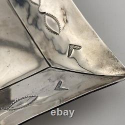 Pair of Vintage Navajo Hand Stamped Silver Ash Trays Matching Designs