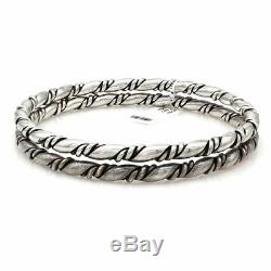 Pair of Vintage Navajo Handmade Solid 925 Silver Twisted Rope Bangle Bracelets