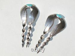 Pair of Vintage Navajo Sterling Silver & Turquoise Hair Pick Pin Comb