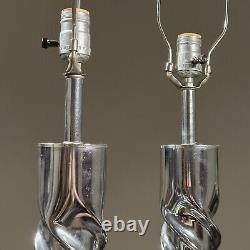 Pair of Vintage Postmodernist Chrome Twist Table Lamps