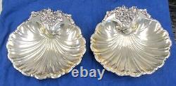 Pair of Vintage Reed & Barton 11.5 Sterling Silver Scallop Shell Bowls #RS98