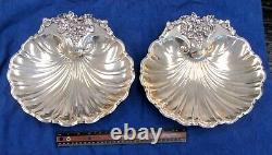 Pair of Vintage Reed & Barton 11.5 Sterling Silver Scallop Shell Bowls #RS98