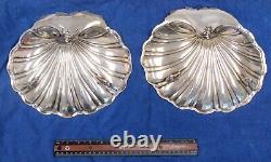 Pair of Vintage Reed & Barton 11.5 Sterling Silver Scallop Shell Bowls #RS98