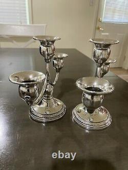 Pair of Vintage Revere Silversmiths Weighted Sterling Double Candelabras No Res
