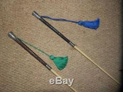 Pair of Vintage SWAINE & ADENEY UNUSED Riding Crop/Whips. (SILVER) c 1973