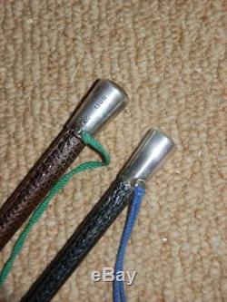 Pair of Vintage SWAINE & ADENEY UNUSED Riding Crop/Whips. (SILVER) c 1973