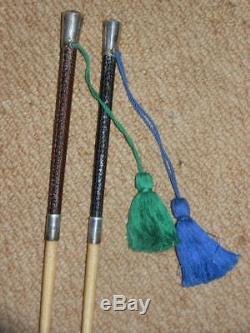 Pair of Vintage SWAINE & ADENEY UNUSED Riding Crop/Whips. (SILVER) c 1973