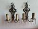 Pair Of Vintage Silver Plated Crystal Wall Sconces Restored