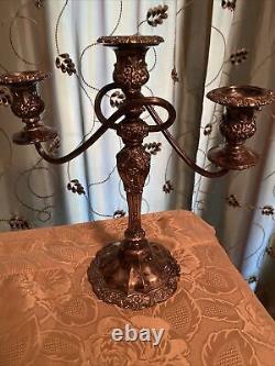 Pair of Vintage Silver Plated Unbranded Ornate 11 Candelabra EUC